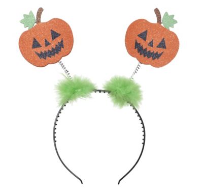 Pumpkin Design Halloween Head Boppers with Fur Headband For Kids /& Adults Gift