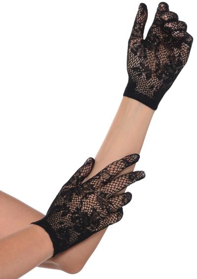 Black Floral Netting Gloves | Party City