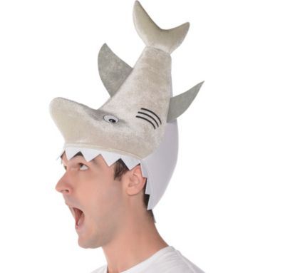 ADULT GRAY SHARK HAT FUNNY JAWS KILLER FISH MARINE ANIMAL COSTUME ATTACK  BITE