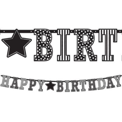 Giant Black White Happy Birthday Letter Banner 11ft Party City
