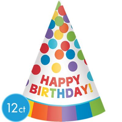 Rainbow Happy  Birthday  Party  Hats 12ct Party  City 