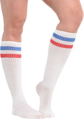 kids red and white striped socks