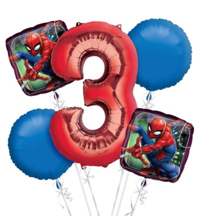 Spider-Man Balloon Bouquet 3rd Birthday Party Supplies Decorations Spiderman 