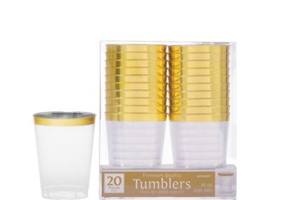 Glitter Gold for Wedding Party Birthday TOROTON 9oz Plastic Cups with Glitter 60 Piece Disposable Plastic Clear Glasses 