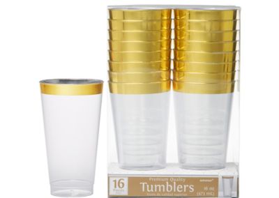 Clear Gold-Trimmed Premium Plastic Cups 20ct