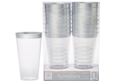 Small Plastic Cups with Silver Trim - 24 Pc.