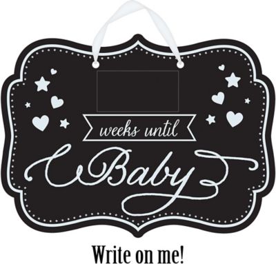 Personalised Baby Countdown Plaque Sign Chalkboard Slate Pregnancy Baby Shower 