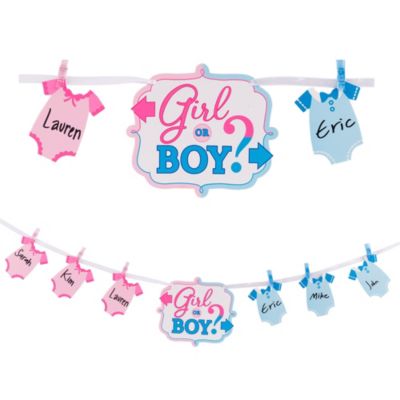 Girl or Boy Gender Reveal Banner Activity Kit | Party City