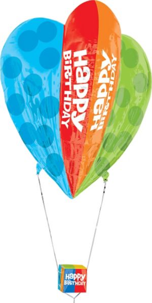 Happy Birthday Balloon 26in x 30in - 3D Hot Air Balloon - Party City