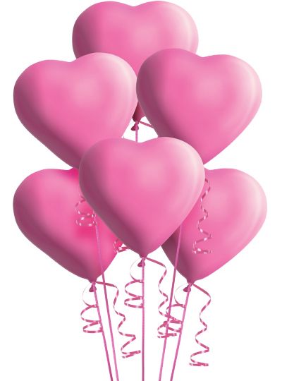 6ct, 12in, Pink Heart Balloons