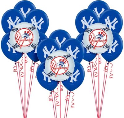 New York Yankees Jersey Flat Party Balloons, 24, Multicolor