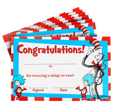 Cat In The Hat Certificates 36ct Dr Seuss Party City