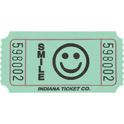 Roll of 2000 Smile Raffle Tickets Raffle Tickets Green Green Smile Single Roll 