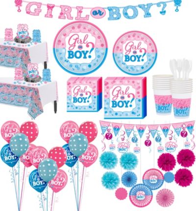 Girl or Boy Premium Gender  Reveal  Party  Kit  for 32 Guests 