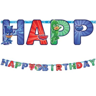 Download Pj Masks Birthday Banner Kit 10 1 2ft X 10in Party City