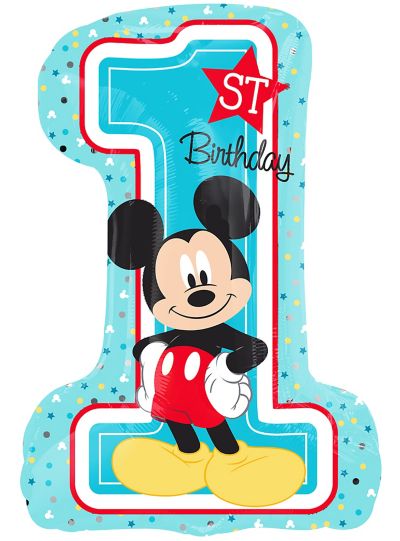 Dor wapenkamer Dusver Giant 1st Birthday Mickey Mouse Balloon 19in x 28in | Party City