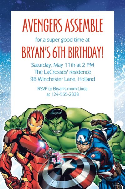 Custom Epic Avengers Invitations Party City