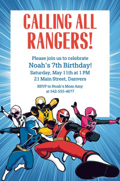 Custom Power Ranger Invitations 2