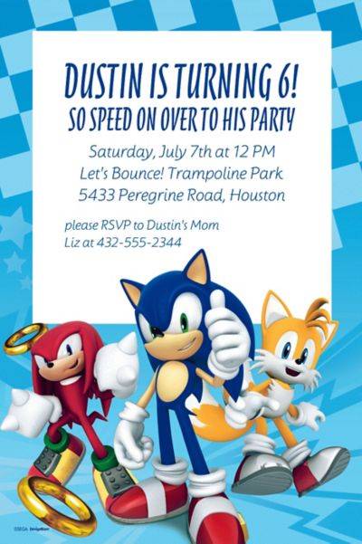 Sonic Party Invitations 1