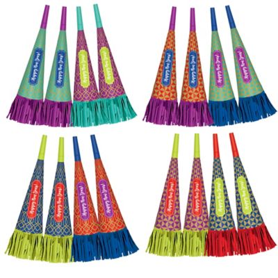Metallic Colorful New Year&#039;s Party Horns 16ct | Party City