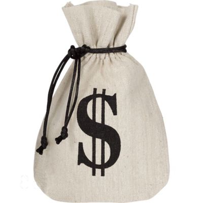 Bag full money with dollar sign, gold coins, - Stock