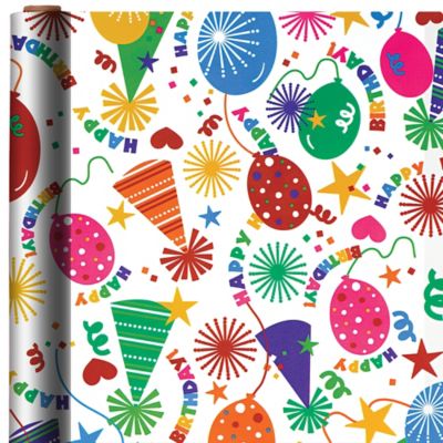 Rainbow Happy Birthday Gift Wrap 16ft x 30in
