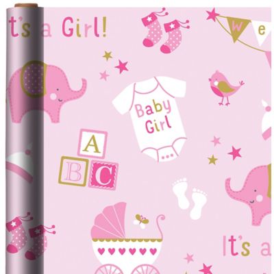 Girl Baby Shower Gift Wrap 16ft x 30in