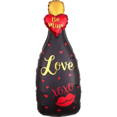 Valentine S Day Champagne Bottle Balloon 14in X 35in Party City