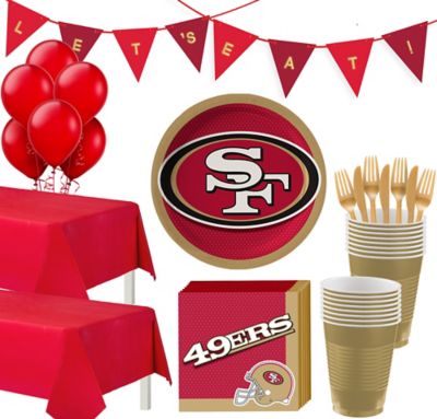 Party City San Francisco 49ers Party Supplies for 18 Guests, Include Paper Plates, Paper Napkins, and Cups