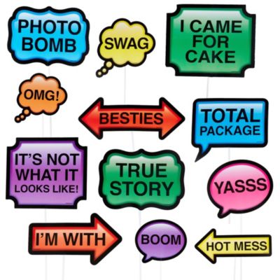 Trendy Phrases Photo Booth Props 13ct  Party City