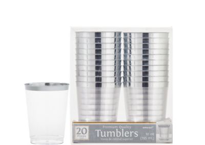 Small Plastic Cups with Silver Trim