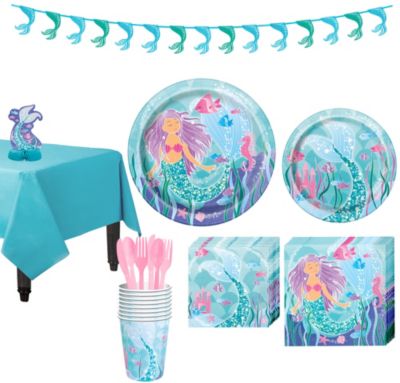 mermaid tableware guests kit supplies partycity