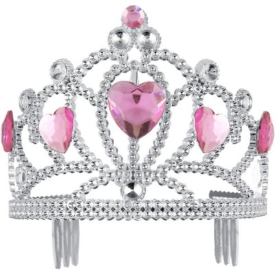 Pink Heart Plastic Gemstone Tiara Party City
