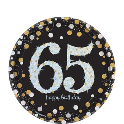 Prismatic 65th  Birthday  Dessert Plates 8ct Sparkling 