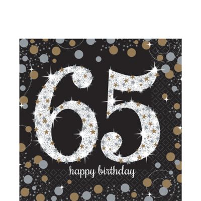 16 x 65th Birthday Rose Gold Paper Party Napkin Age 65 Serviette Party Tableware