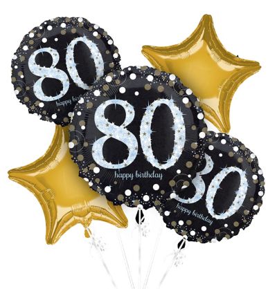Happy 80th Birthday Qualatex Balloons {Helium Party Balloons Boy/Girl} Age 80