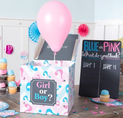 Small Pink Blue Gender Reveal Box 11 1 2in Party City