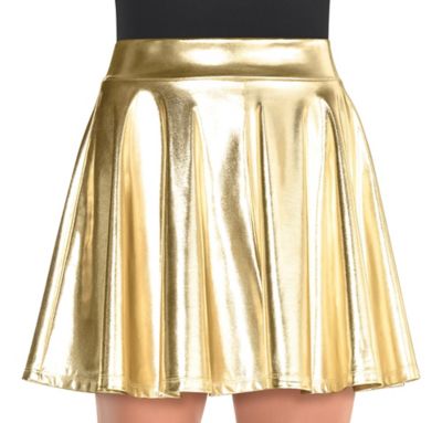 PLEATED SATIN EFFECT SKIRT - Soft gold