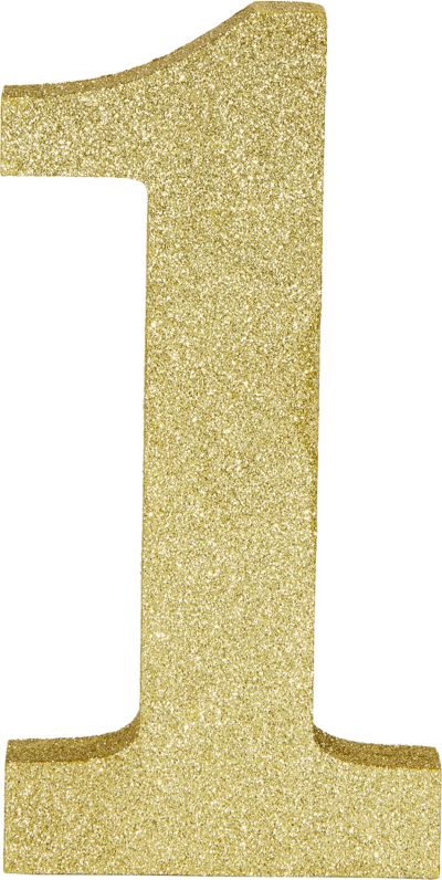 Glitter Gold Number 1 Sign 4 1 2in x 9in Party City