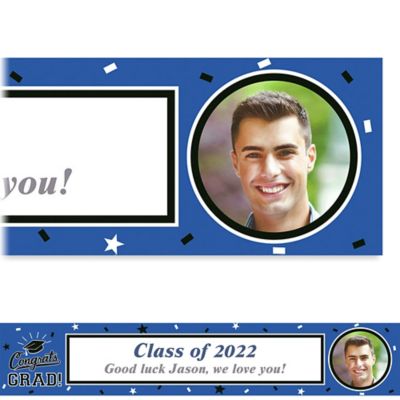 Custom School Colors Pride Blue Photo Banner Party City