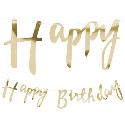 Ginger Ray Metallic Gold Happy Birthday Letter Banner 5ft X 7in