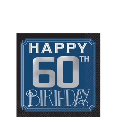 Vintage Happy Birthday  60th  Birthday  Beverage Napkins 16ct 