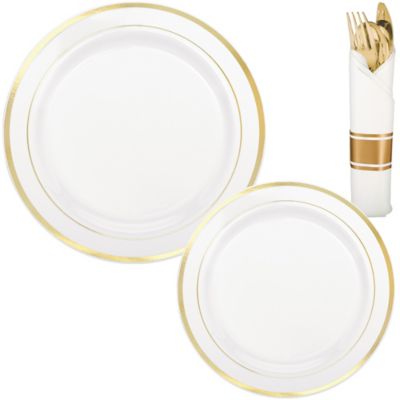 Party City Gold Speckled Melamine Serveware Kit, 3PC Gold | Party Supplies