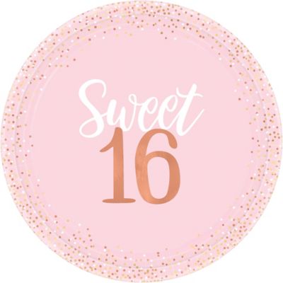 Rose Gold Sweet 16 Birthday 2 Inch Round Stickers