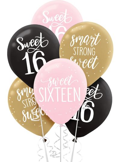 Gold & Pink Sweet 16 Balloons 15ct