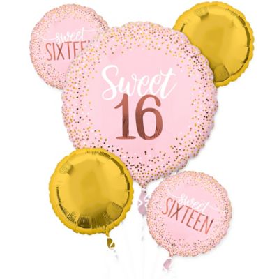 Gold & Pink Sweet 16 Balloons 15ct