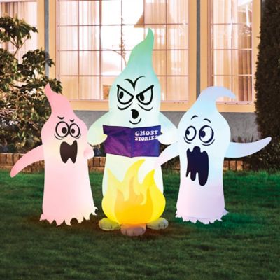 Light Up Inflatable Campfire Ghosts 5ft Party City