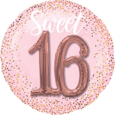 Giant Pink Sweet Sixteen 3D Balloon 36in | Party City