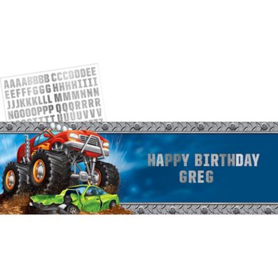 monster truck giant personalized banner kit partycity icon