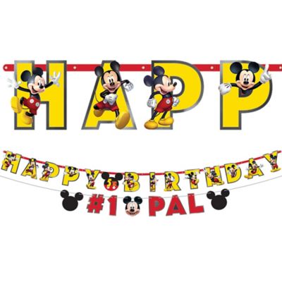 MICKEY MOUSE PERSONALISED BIRTHDAY BANNERS PACK OF TWO 